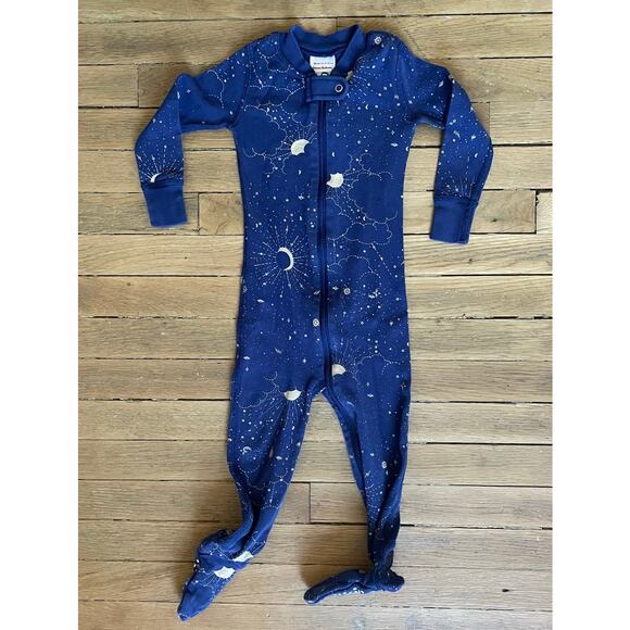 Hanna Anderson Blue Celestial Stars Print Footie Pajamas Size 18-24 mos - Picture 1 of 4